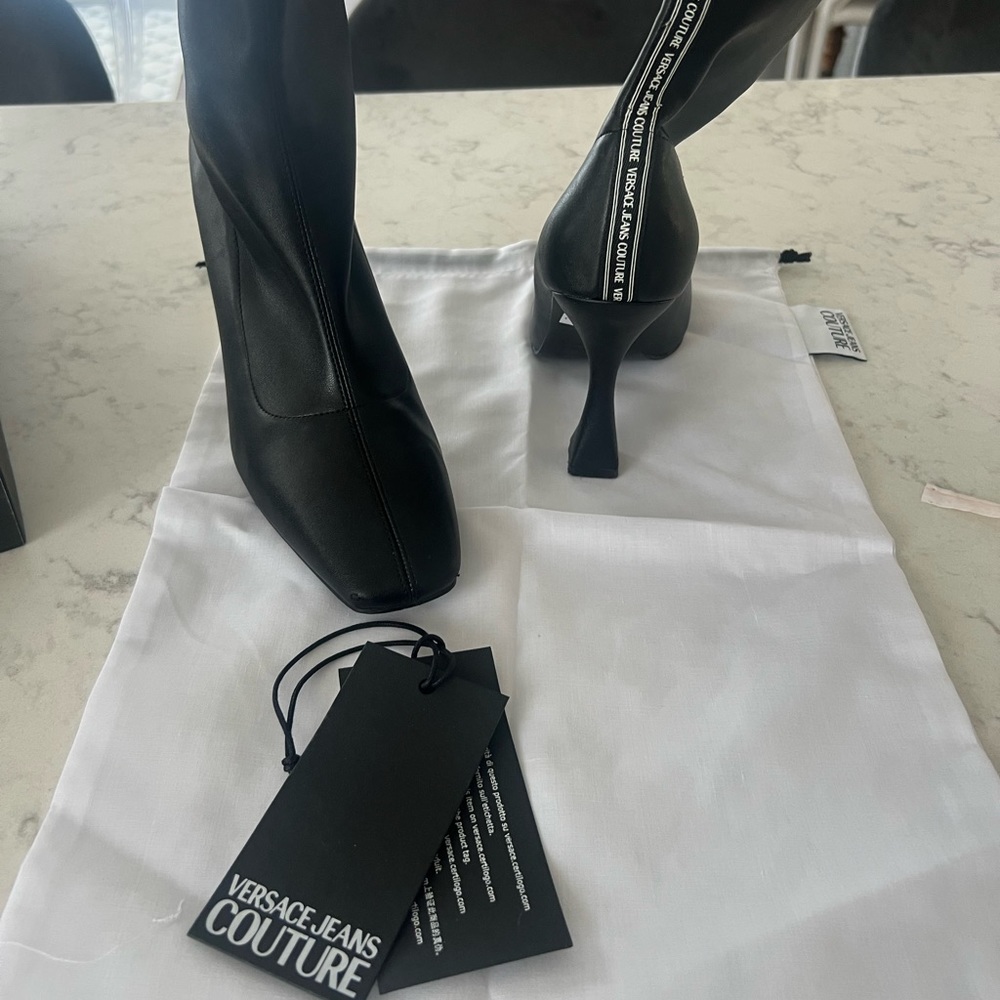 Like New Versace Jeans Couture Stretch Booties Black